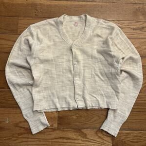 Vintage 30s 40s Healthknit Three Seasons Cropped Cardigan Thermal Shirt 42